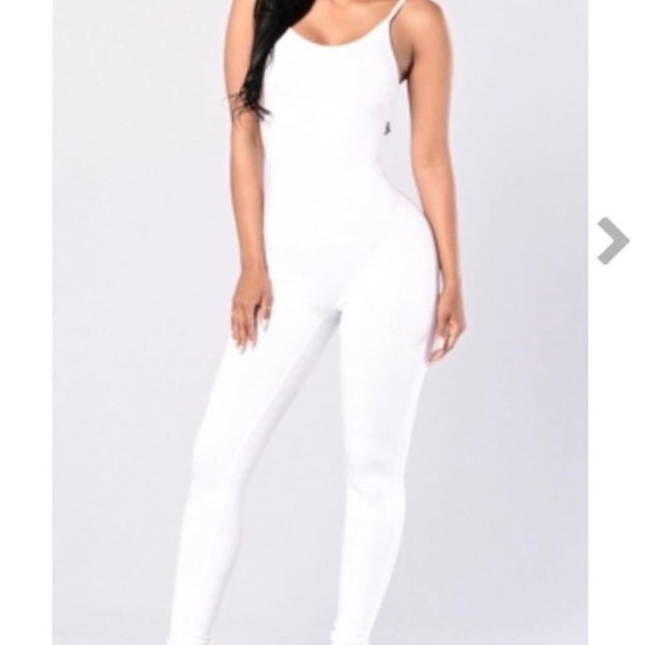 all white bodycon jumpsuit